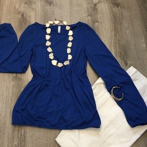 Beautiful royal blue long sleeve crew neck shirt